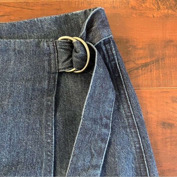 MADEWELL Denim Mini Wrap Jean Skirt Raw Hem Size 0 Blue - Picture 6 of 12